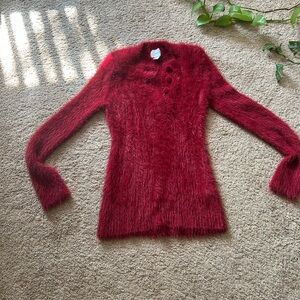 H&M Fuzzy Red Crew Neck Sweater